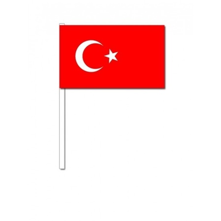 100x Turkish waving flags 12 x 24 cm