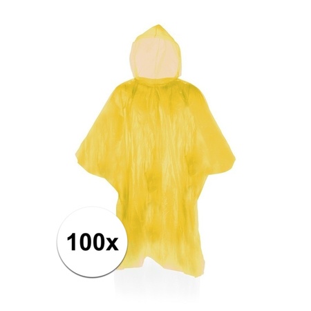 100x Wegwerp regenponcho geel