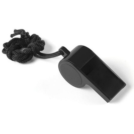 100x Black whistle on cord