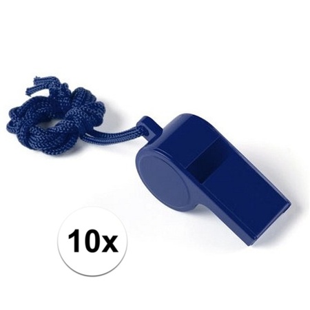 10x Blue whistle on cord
