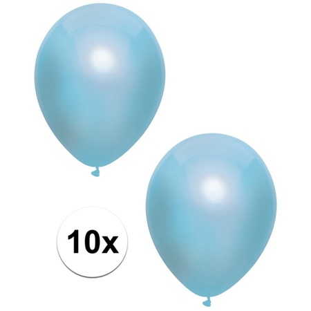 10x Blue metallic balloons 30 cm