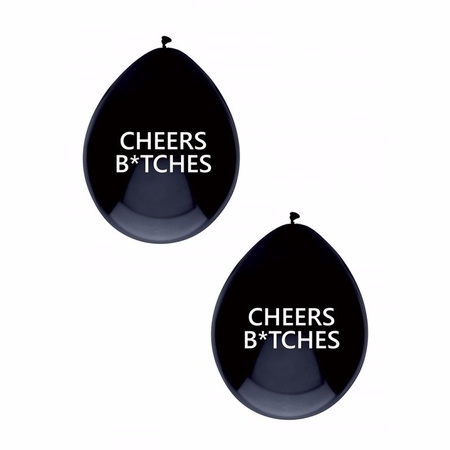 Zwarte Cheers Bitches ballonnen brutaal 10 x