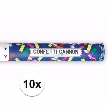 Set van Confetti shooters metallic kleuren mix 40 cm