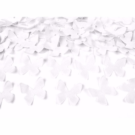 Set van 10x Confetti shooters witte vlinders 40 cm