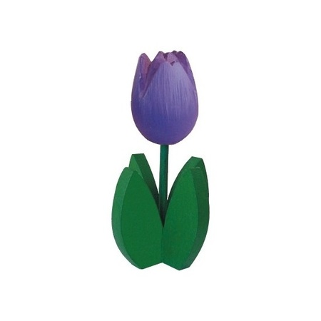 10x Decoratie houten paarse tulpen