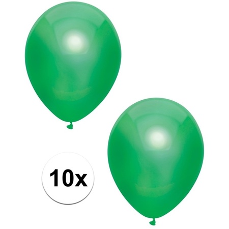 10x Dark green metallic balloons 30 cm