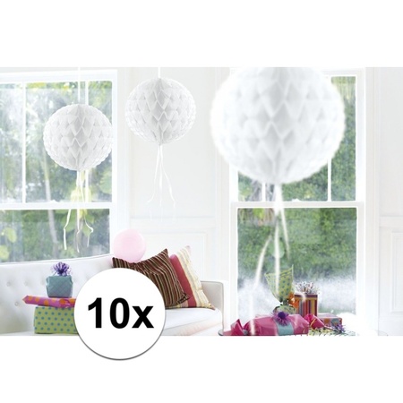 10x Decoration balls white  30 cm