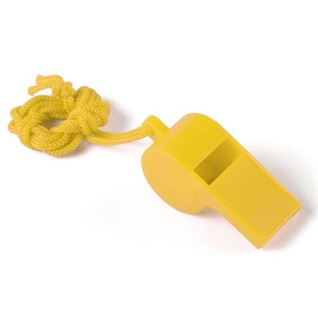 10x Yellow whistle on cord