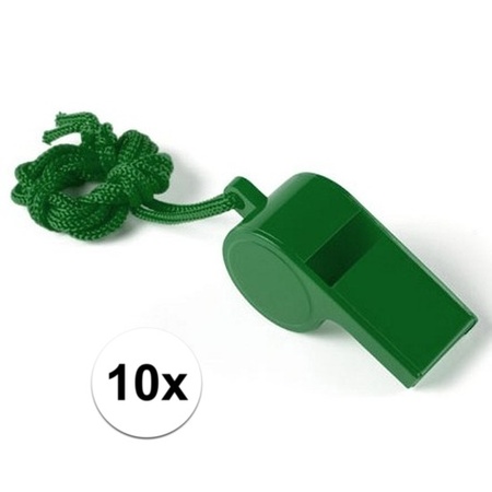 10x Groen fluitje aan koord