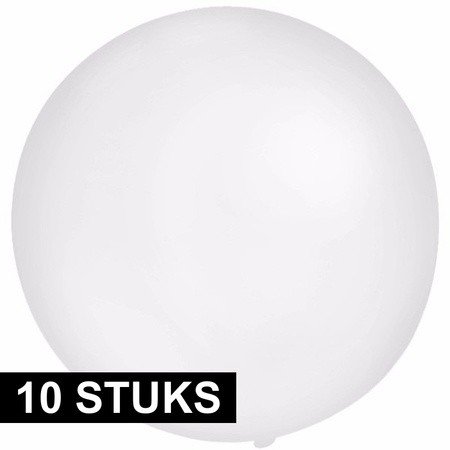 10x Big balloons 60 cm white