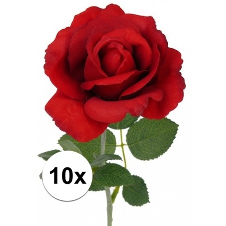 10x Kunstbloem roos Carol rood 37 cm