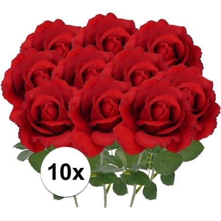 10x Kunstbloem roos Carol rood 37 cm