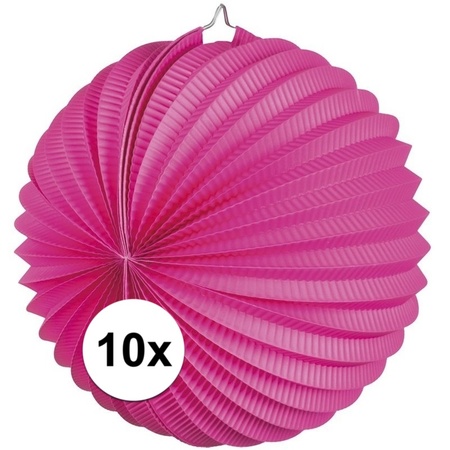 10x Lampionnen fuchsia roze 22 cm