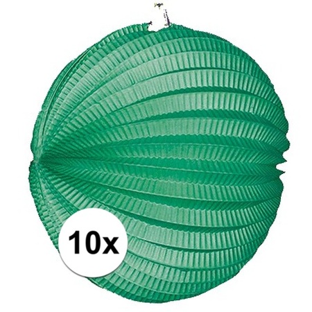 10x Lampionnen groen 22 cm