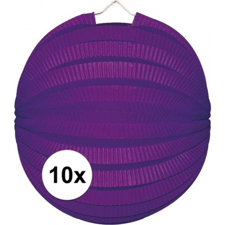 10x Purple lanterns 22 cm