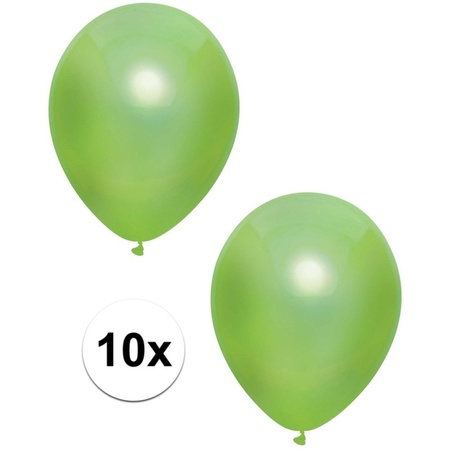 10x Lichtgroene metallic ballonnen 30 cm - Verjaardag thema feestartikelen/versiering