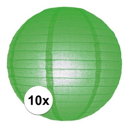 10x Luxurious green paper lantern 25 cm