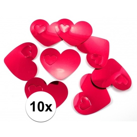 10 Vvalentijn confetti rode hartjes XL