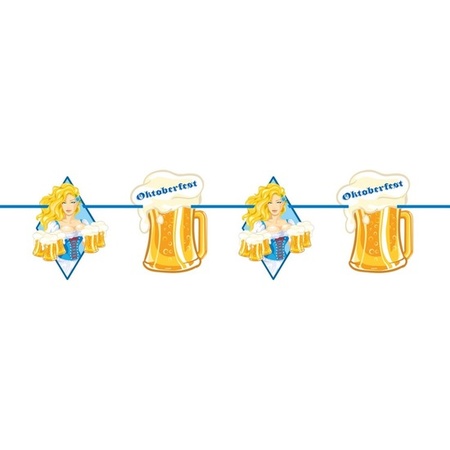 10x Oktoberfest/beer party buntings with blonde woman 10 m