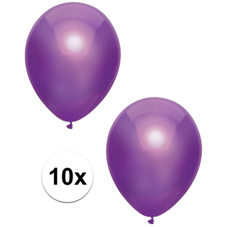 10x Purple metallic balloons 30 cm