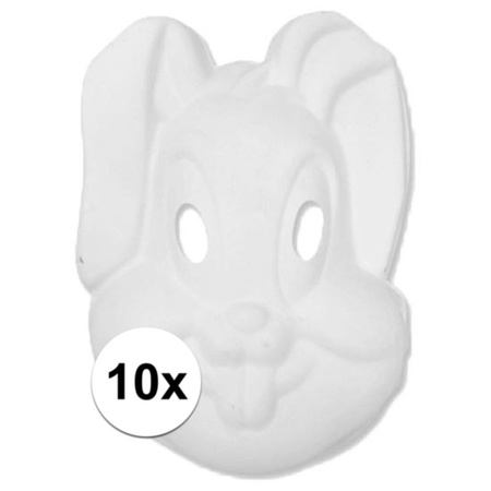 10x Papier mache knutsel masker konijn/haas