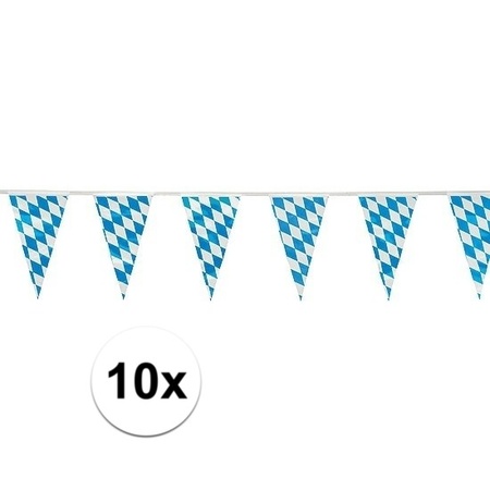 10x Oktoberfest decoratie vlaggenlijnen 10 meter