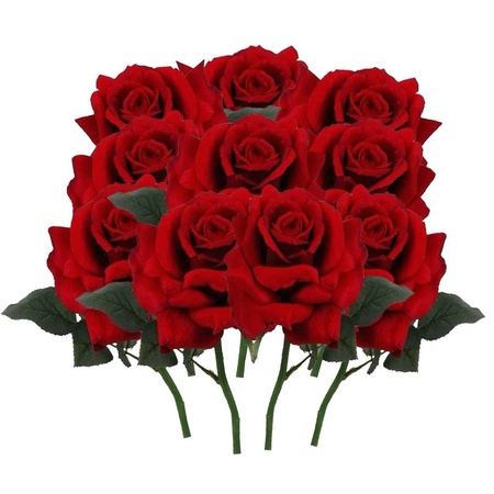10x Red roses deluxe artificial flowers 31 cm