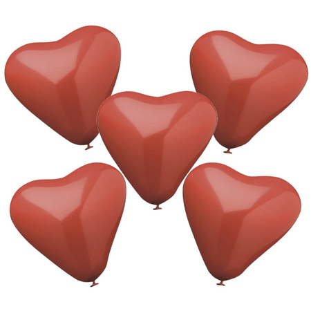 10x pieces Red heart balloons 26 cm
