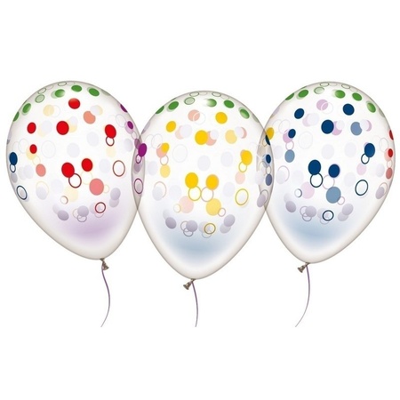 10x Transparent balloons with dots 28 cm