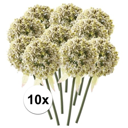 10x White ornamental onion artificial flowers 70 cm