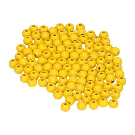 115x stuks gele houten kralen 6 mm