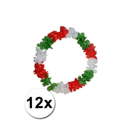 12 Hawaii garlands with red, green, white flowers