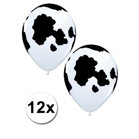 12 balloons with cow print 28 cm