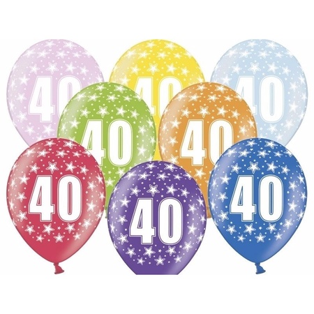 12x stuks 40e verjaardag ballonnen met sterretjes