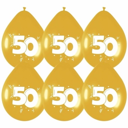 12x Gouden ballonnen 50 jaar