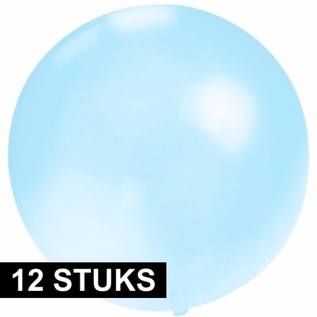 12x Grote ballonnen 60 cm baby blauw