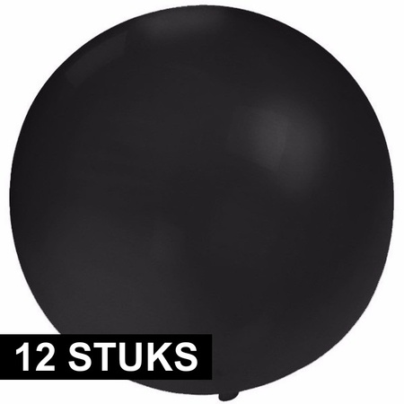 12x Grote ballonnen 60 cm zwart