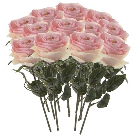12x Light pink roses Simone artificial flowers 45 cm