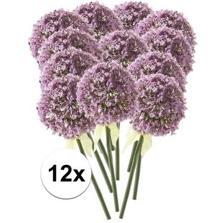 12x Lilac ornamental onion artificial flowers 70 cm