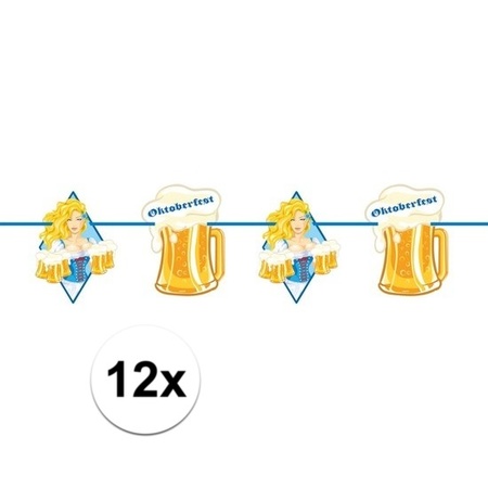 12x Oktoberfest/beer party buntings with blonde woman 10 m
