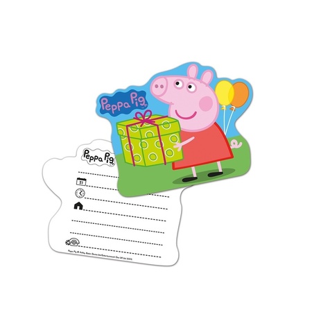 12x Peppa Pig themafeest uitnodingen/kaarten