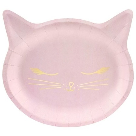 12x Cat party plates 22 x 20 cm