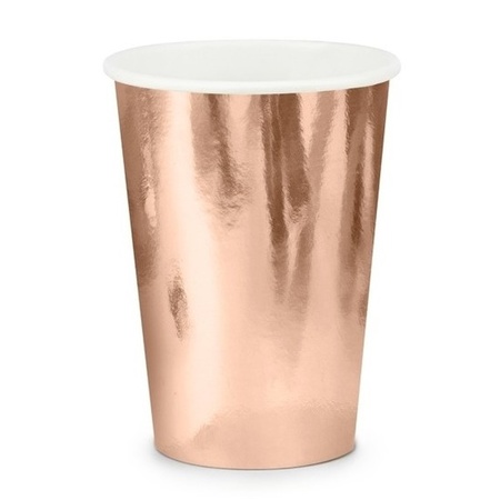 12x Rose gold party cups 220 ml