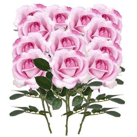 12x Pink roses Carol artificial flowers 37 cm