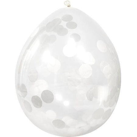 12x Transparent balloon white confetti 30 cm