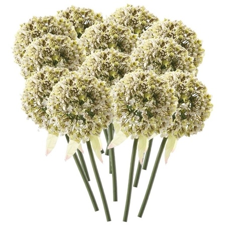 12x White ornamental onion artificial flowers 70 cm