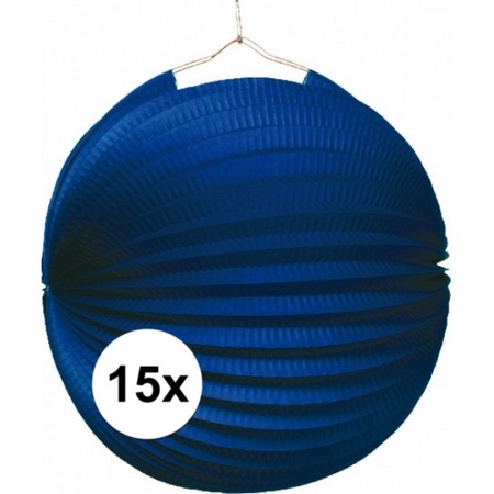 15x Blue lanterns 22 cm