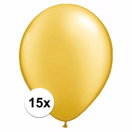 15x stuks Metallic gouden party ballonnen