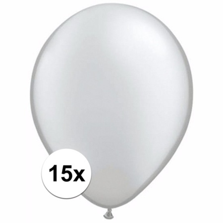 15x pieces Metallic silver balloons