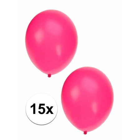 15x stuks Neon roze party ballonnen 27 cm